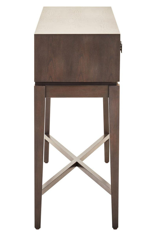 Two Drawer Antique Grey Wood Console Table