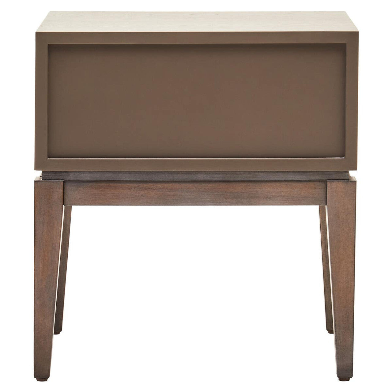 One Drawer Antique Grey Wood Side Table With Black Handle