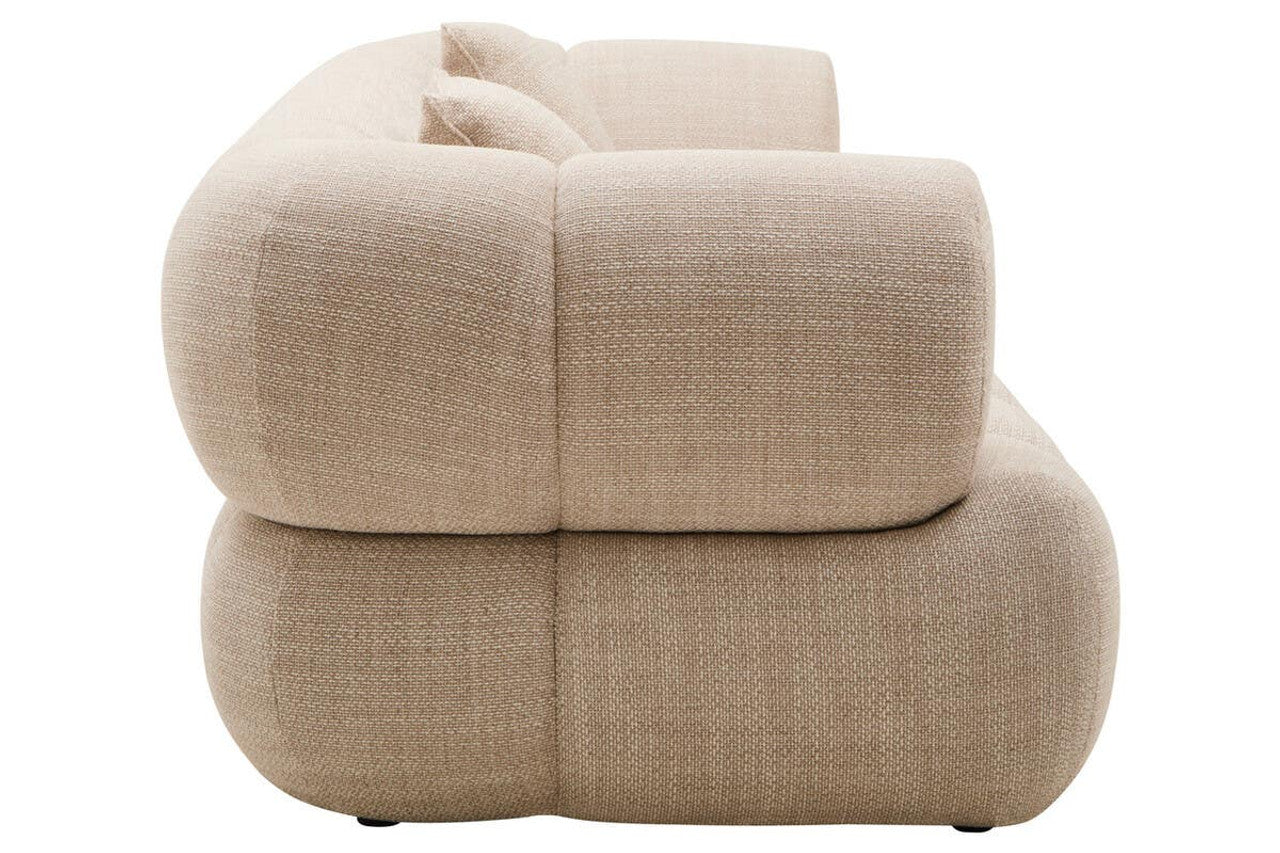 Cream Linen Curved 3 Seater Sofa