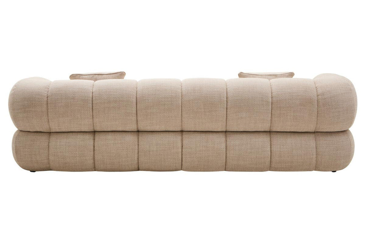 Cream Linen Curved 3 Seater Sofa