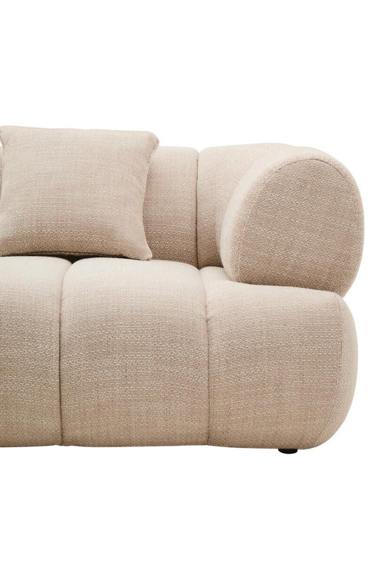 Cream Linen Curved 3 Seater Sofa