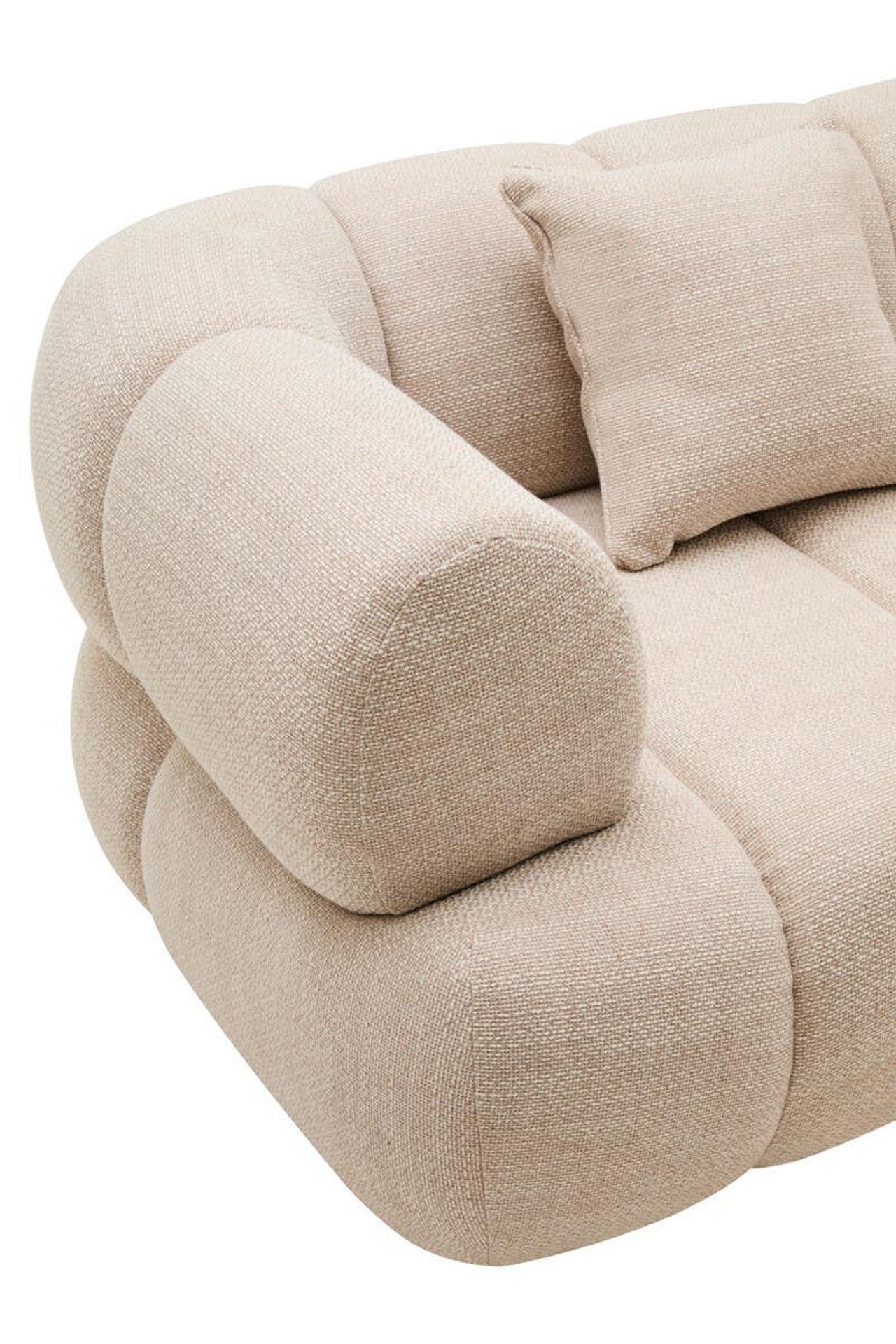 Cream Linen Curved 3 Seater Sofa