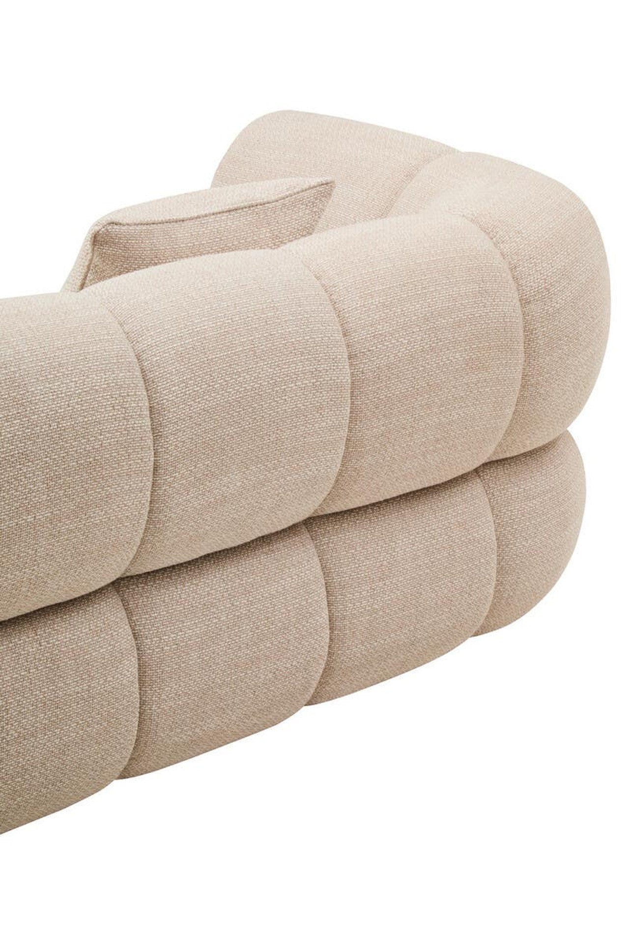 Cream Linen Curved 3 Seater Sofa