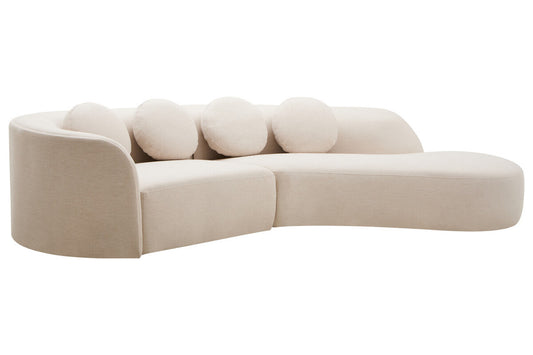 Cream Linen 3 Seater Curved Sofa