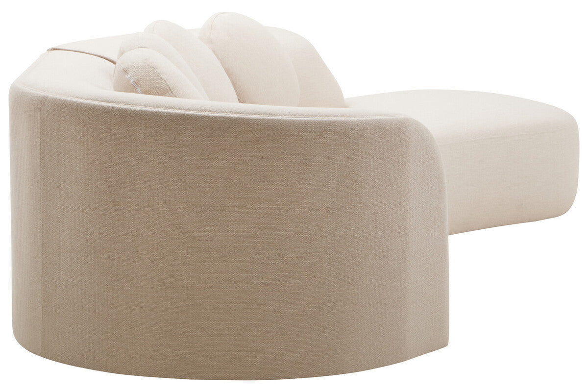 Cream Linen 3 Seater Curved Sofa