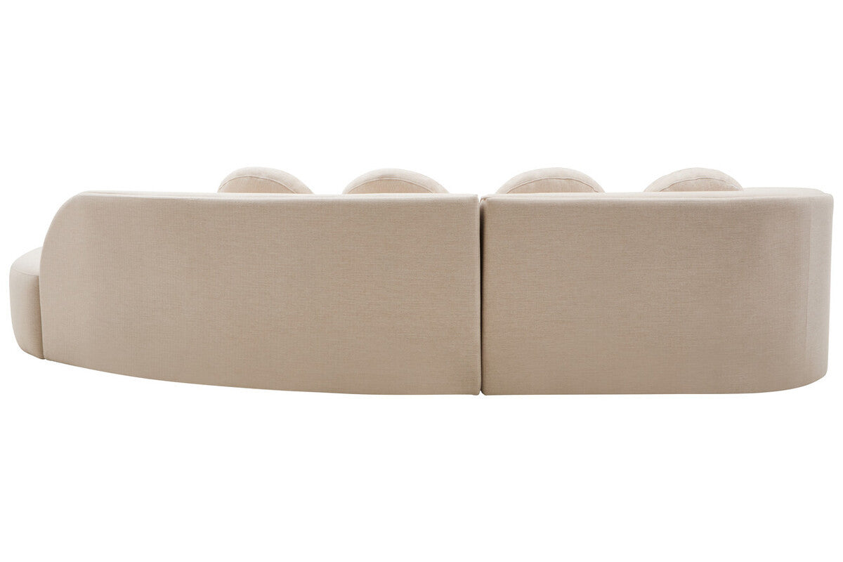 Cream Linen 3 Seater Curved Sofa
