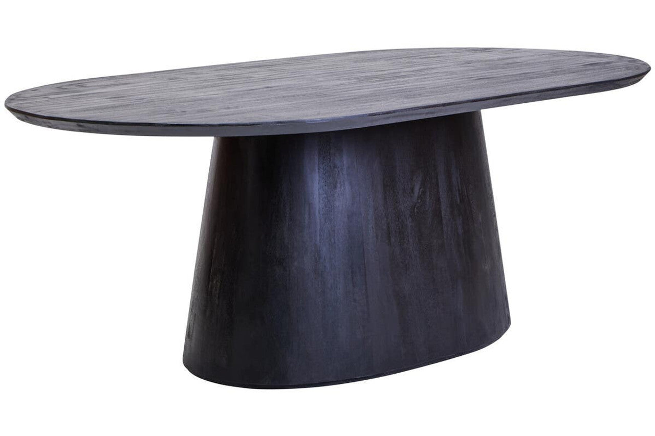 Mango Wood Oval Dining Table in Black Finish