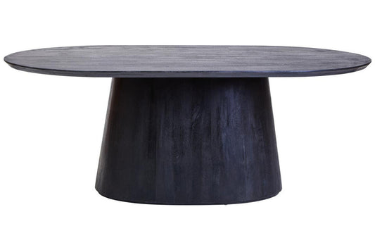 Mango Wood Oval Dining Table in Black Finish
