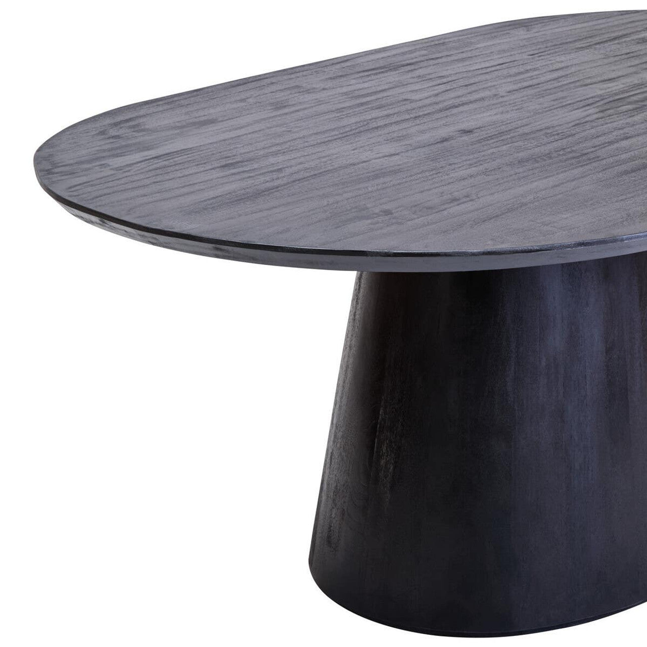 Mango Wood Oval Dining Table in Black Finish