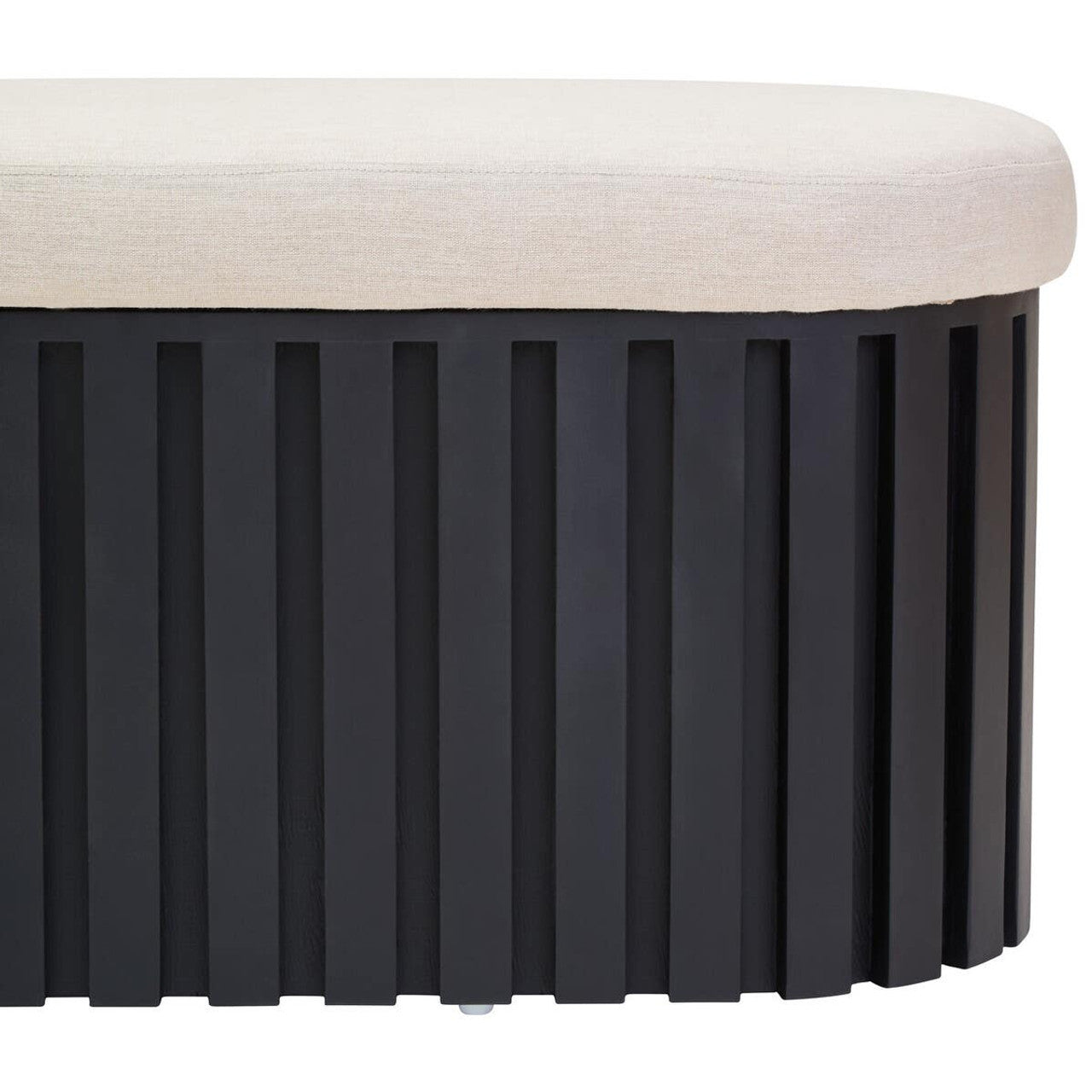 Black Mango Wood and Cream Linen Bench