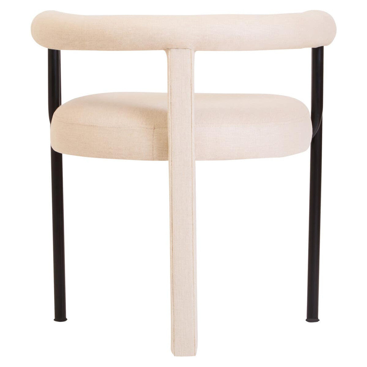 Cream Texture Linen Dining Chair with Black Metal Frame