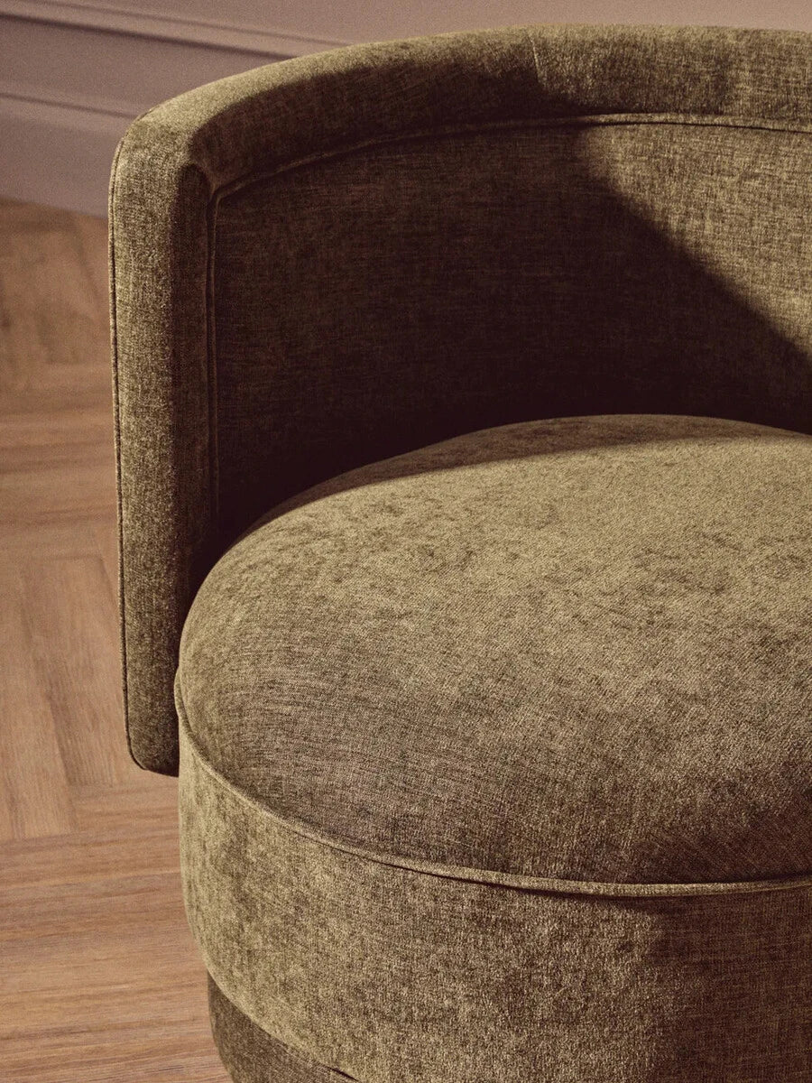 Forest Green Chenille Effect Curved Chair