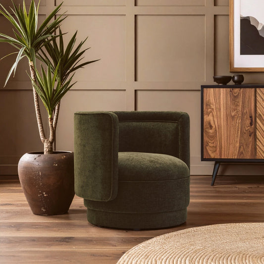 Forest Green Chenille Effect Curved Chair