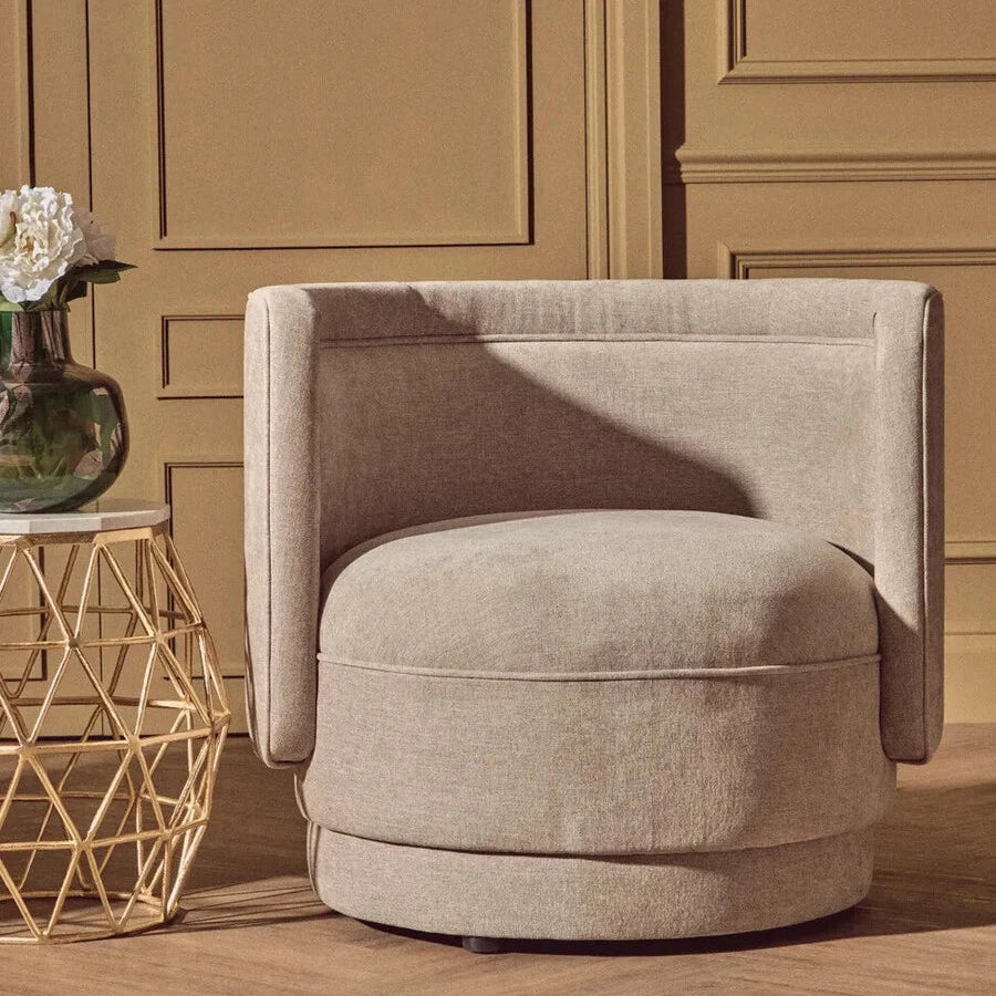 Taupe Chenille Effect Curved Chair