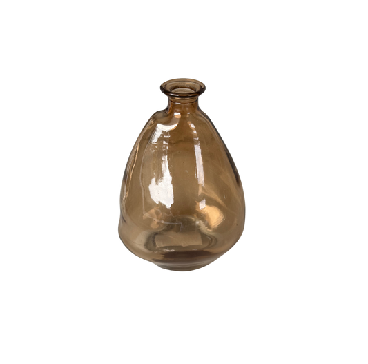 Small Smoked Irregular Glass Bud Vase Bottle