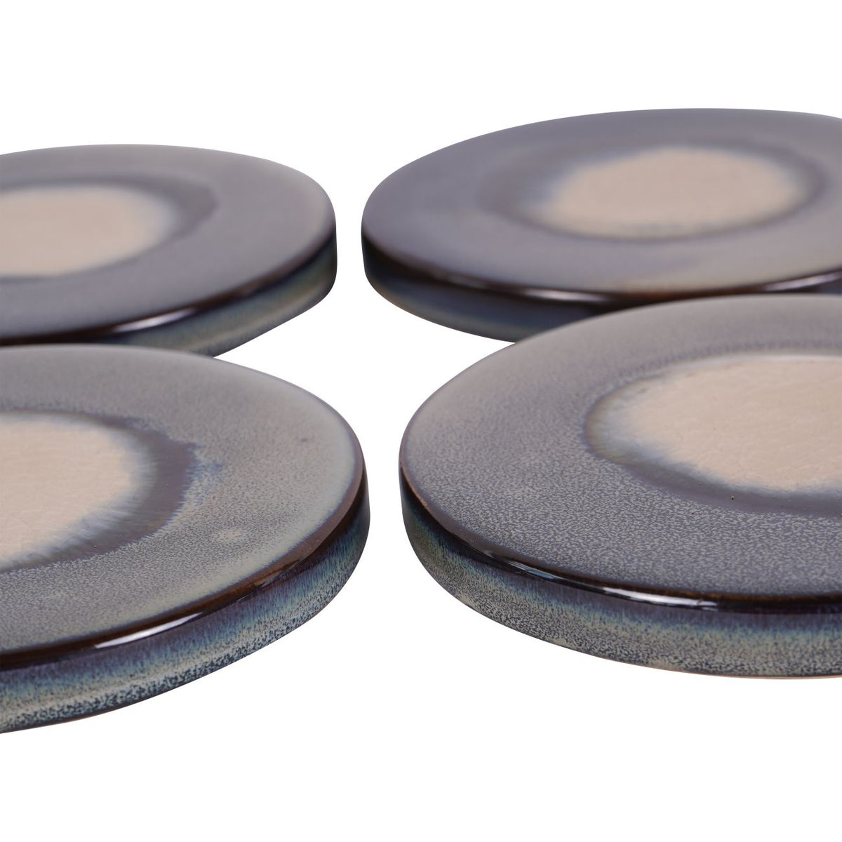 Blue Reactive Glaze Round Coasters Set Of 4