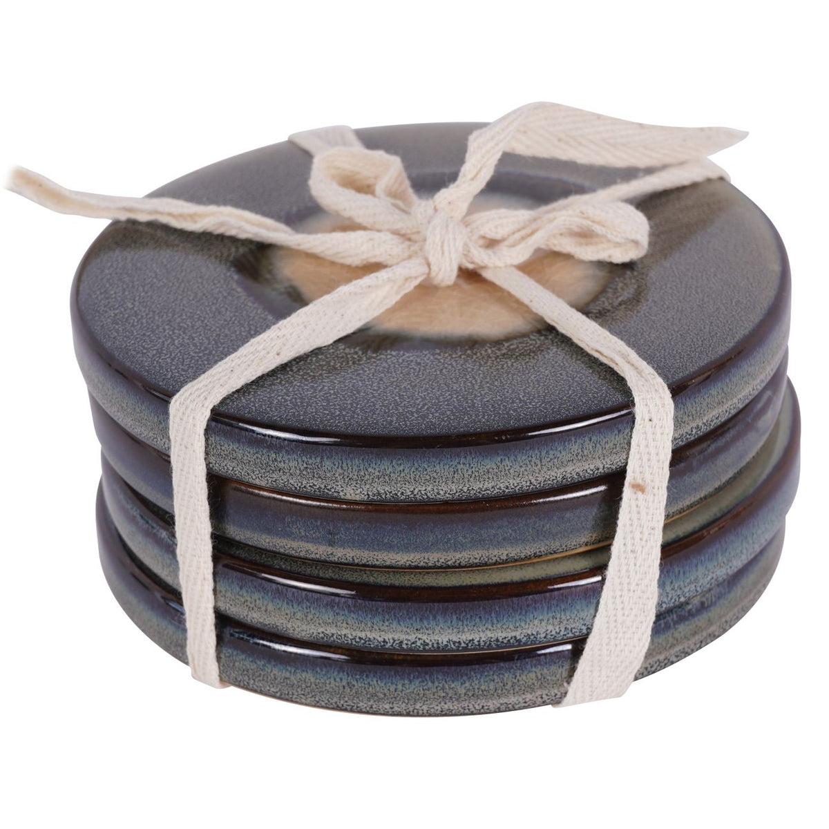 Blue Reactive Glaze Round Coasters Set Of 4