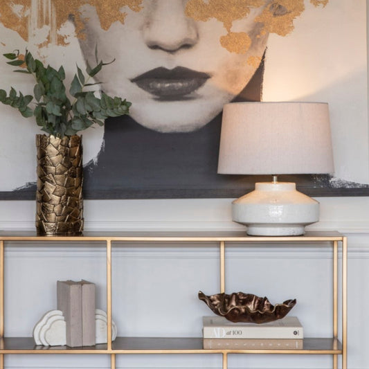 White Round Terracotta Table Lamp