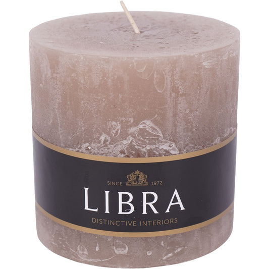 Taupe Rustica Pillar Candle | Wide 10x10cm