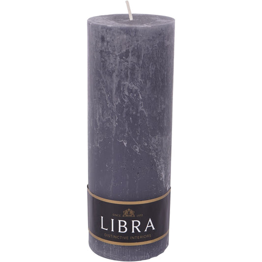 Dark Pewter Grey Rustica Pillar Candle | Large 7x19cm