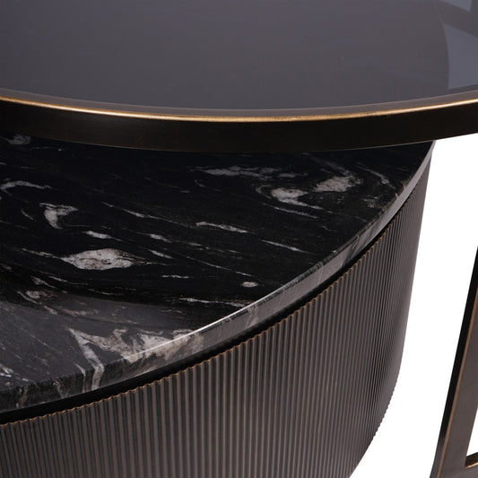 Black Corrugated Set Of 2 Nesting Coffee Tables