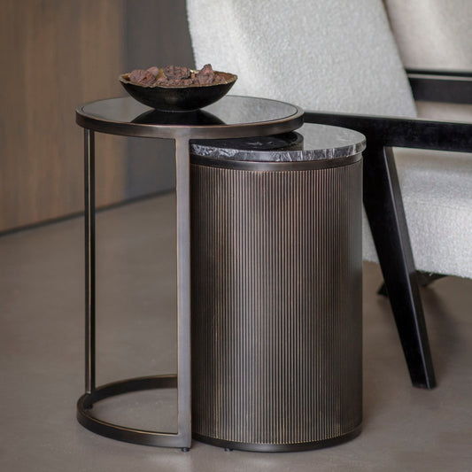 Black Set of 2 Corrugated Nesting Side Tables