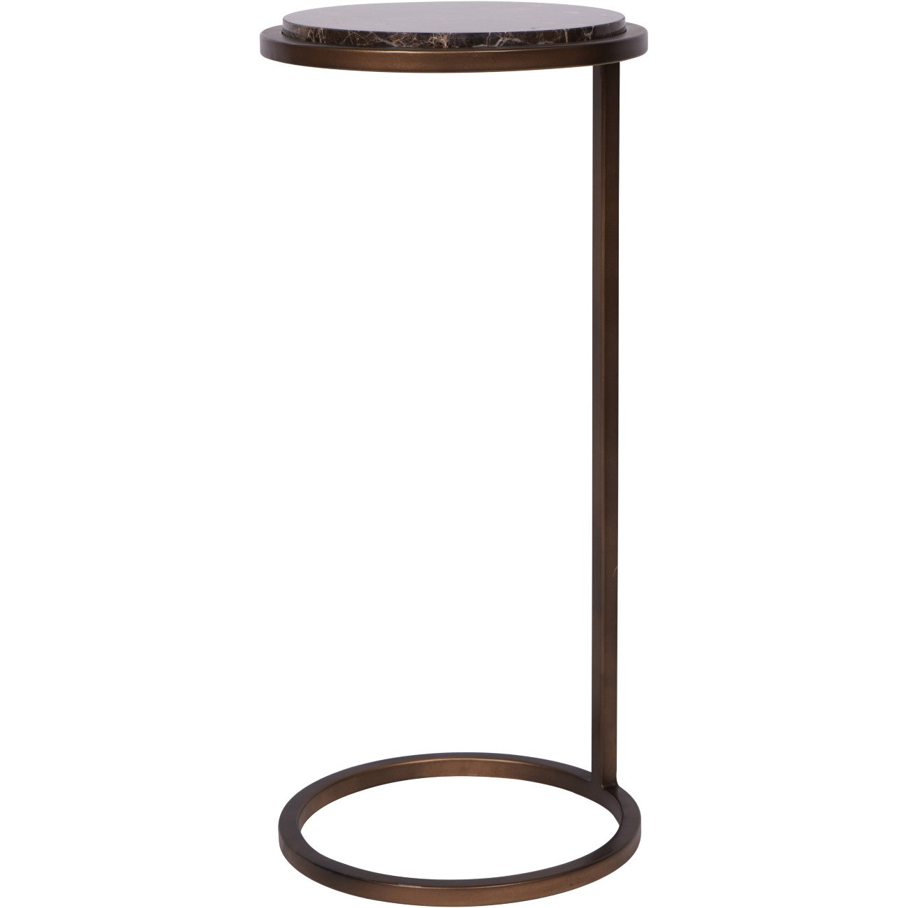 Brown Marble & Bronze Small Sofa Side Table