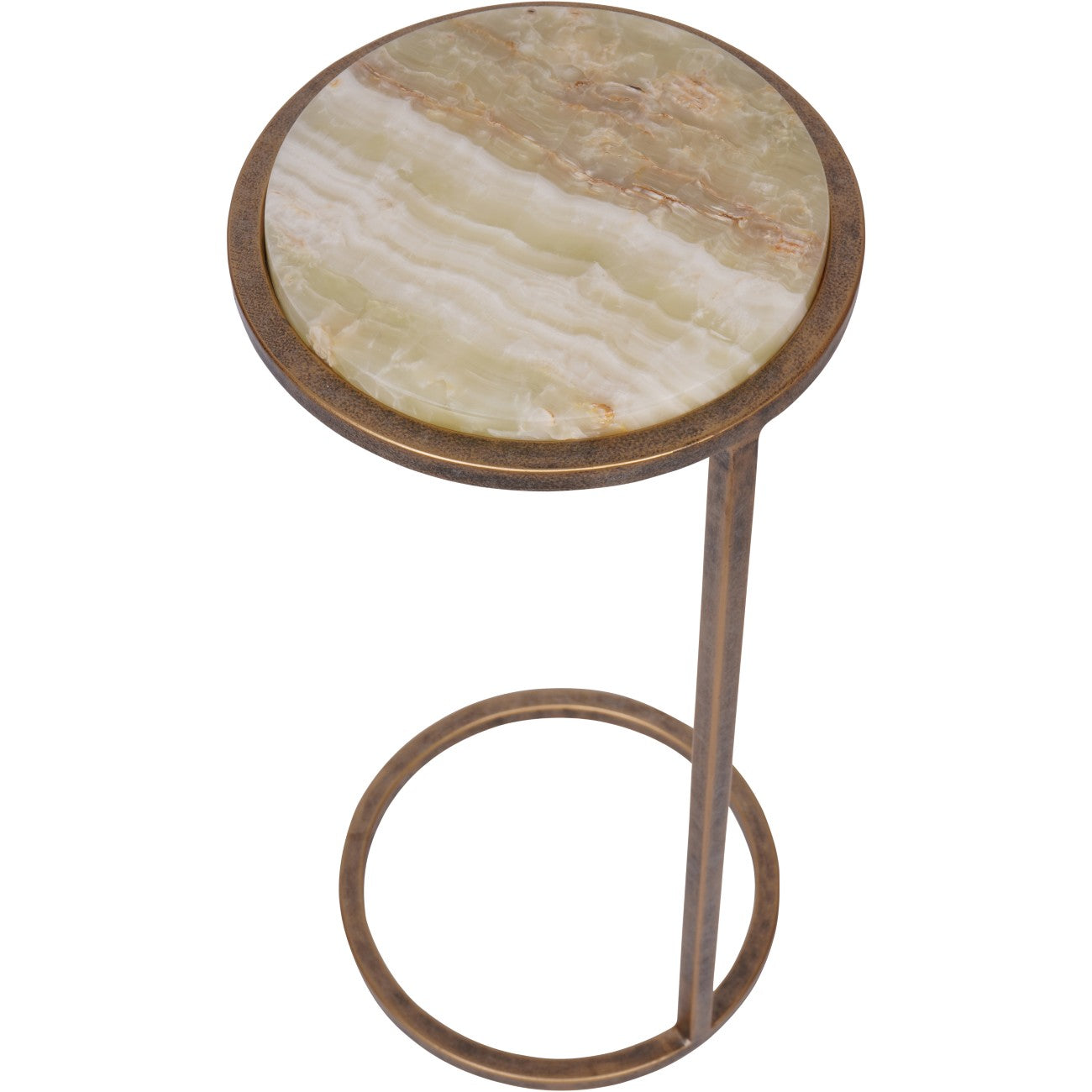 Green Onyx & Gold Small Sofa Side Table