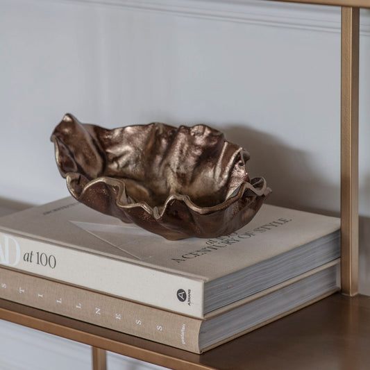 Bronze Cast Aluminium Decorative Leaf Bowl