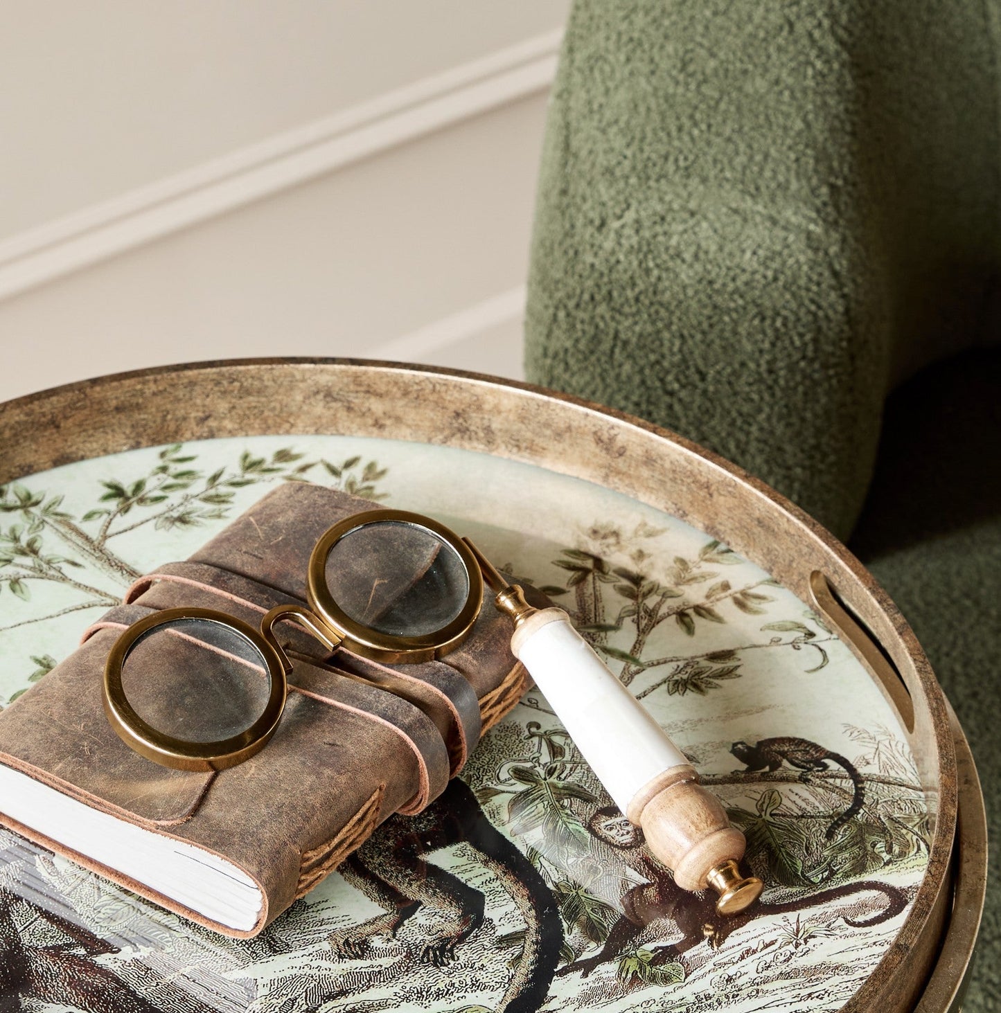 Antique Brass Spectacle Magnifier With Bone Handle