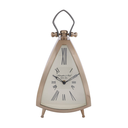 Isosceles Triangle Brass Mantal Table Clock | Large