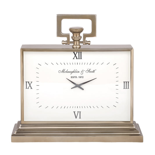 Brass Gold Rectangle Mantle Table Clock | Large