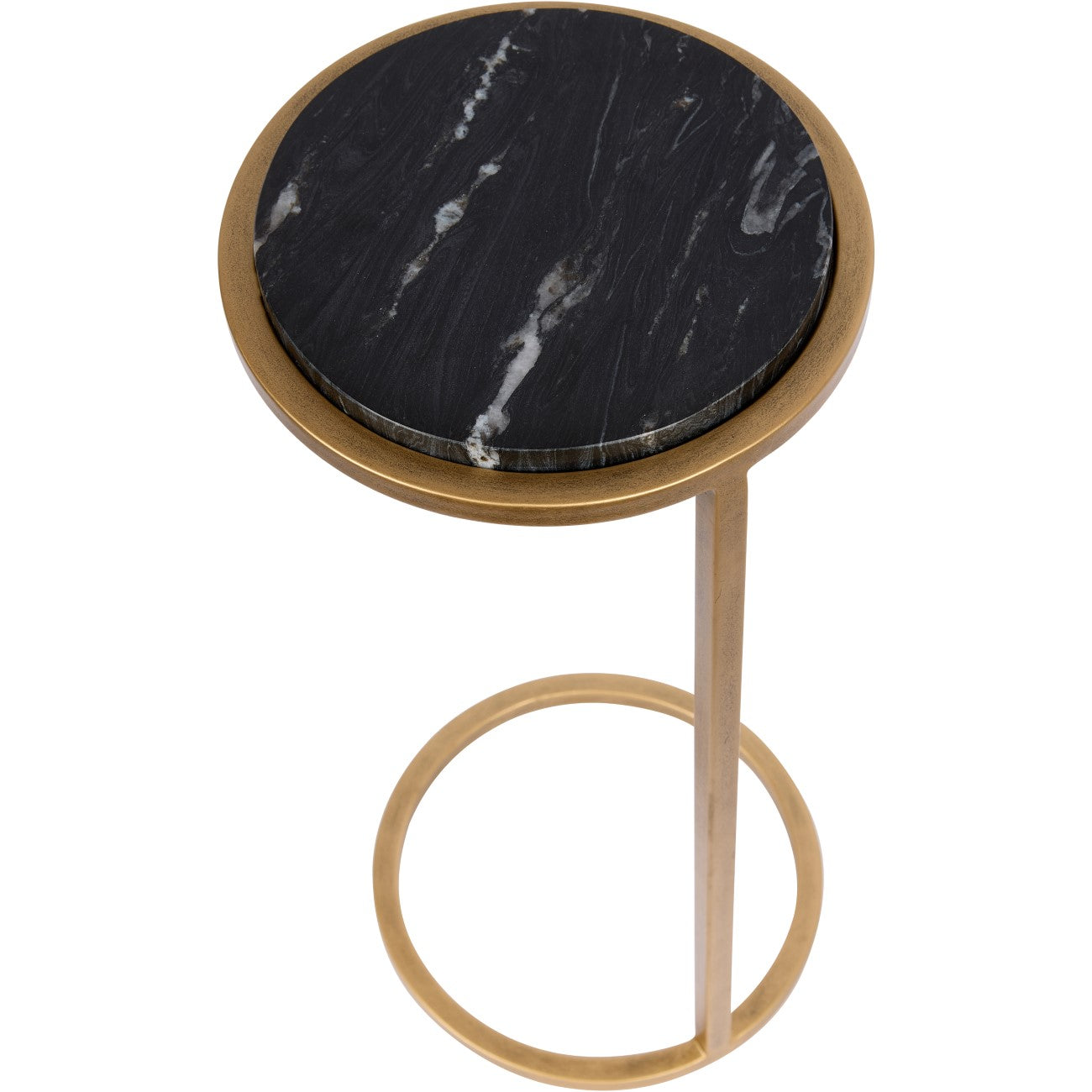 Black Marble & Gold Small Sofa Side Table
