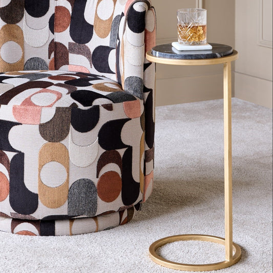 Black Marble & Gold Small Sofa Side Table