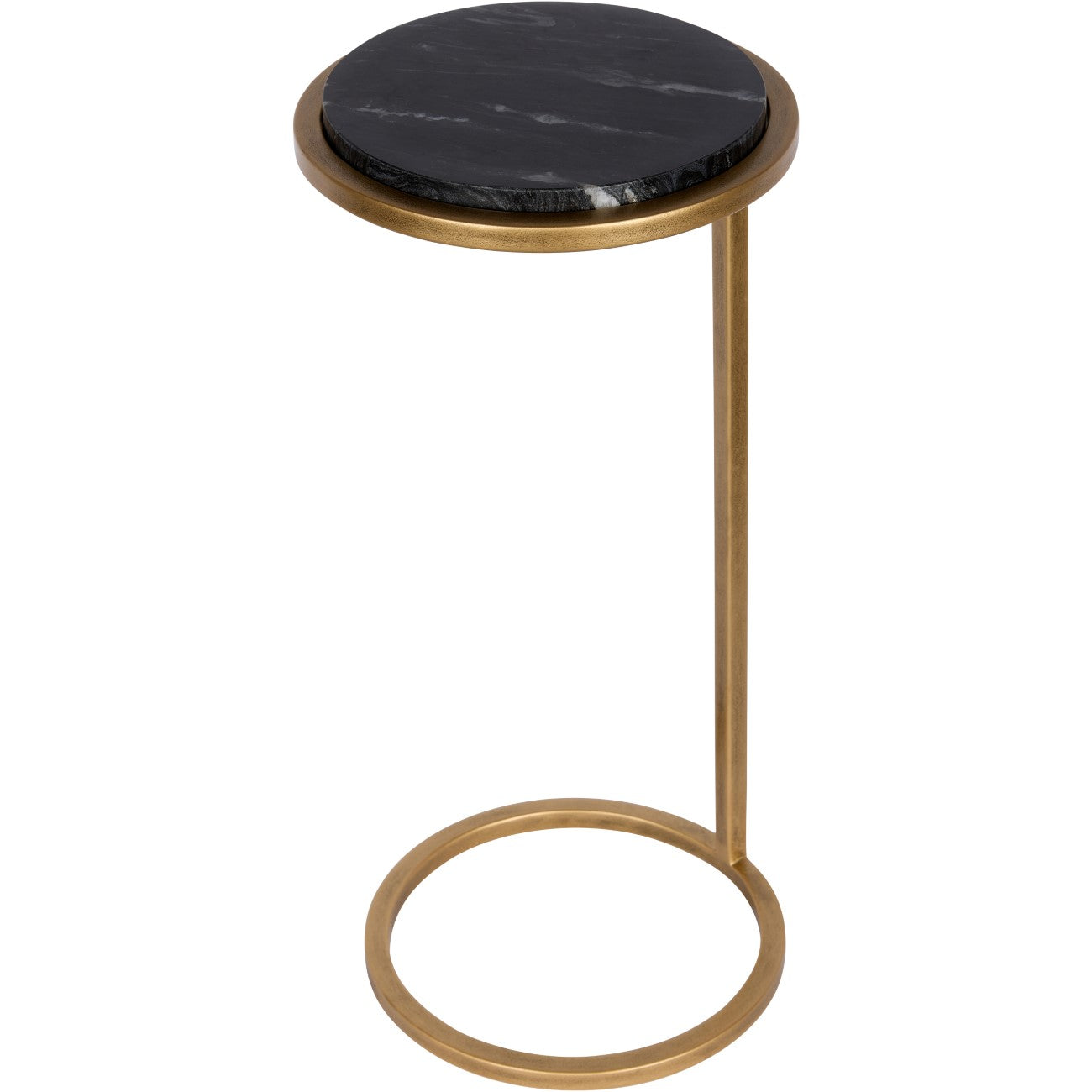 Black Marble & Gold Small Sofa Side Table