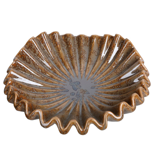 Brown Fluted Ripple Glazed Bowl