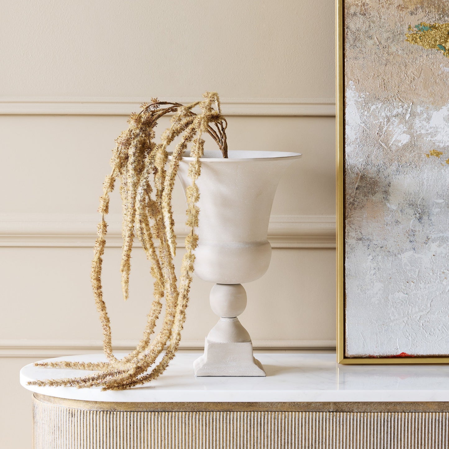 Neutral Stone Textured Tall Urn Vase | Medium