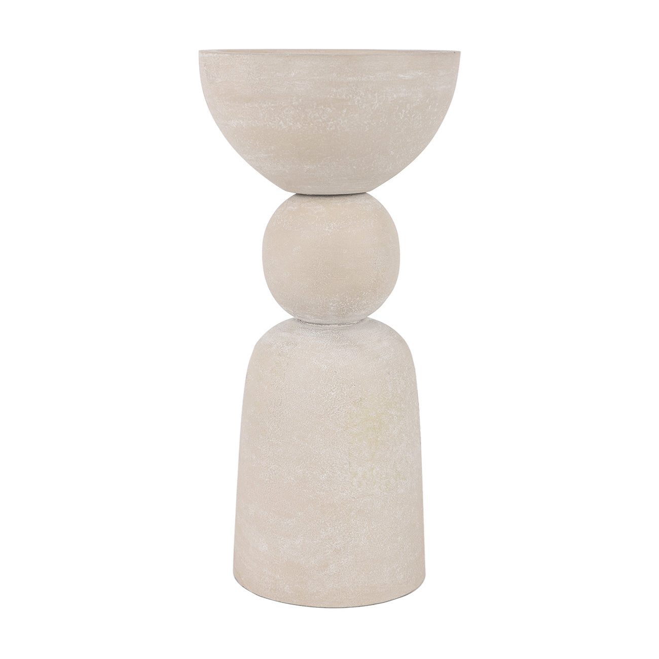 Neutral Stone Textured Pillar Candle Holder | Medium