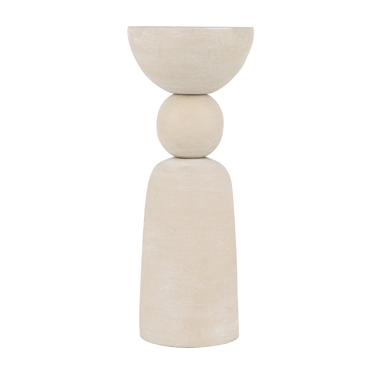 Neutral Stone Textured Pillar Candle Holder | Large