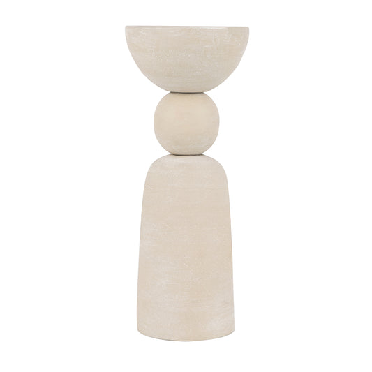 Neutral Stone Textured Pillar Candle Holder | Large