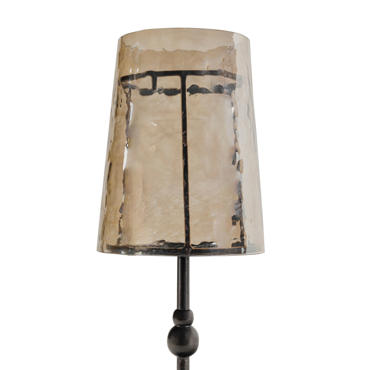 Bronze & Hammered Glass Table Candle Holder/Hurricane