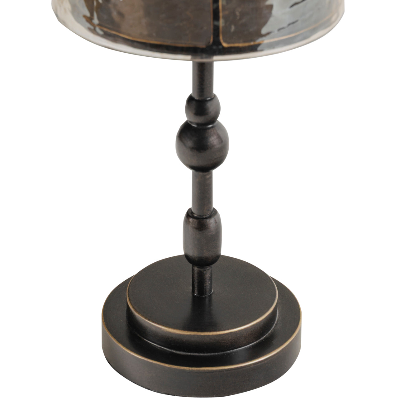 Bronze & Hammered Glass Table Candle Holder/Hurricane
