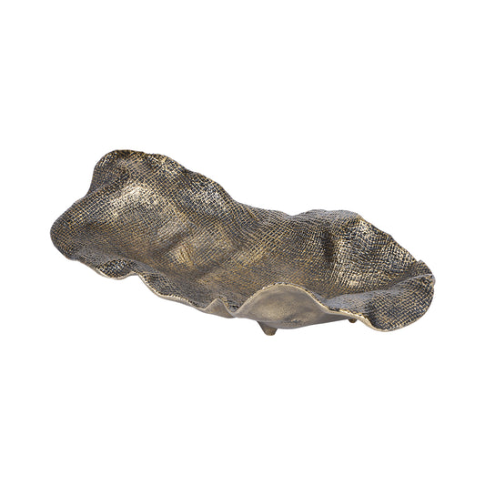 Aged Gold Molten Weave Platter Decorative Dish