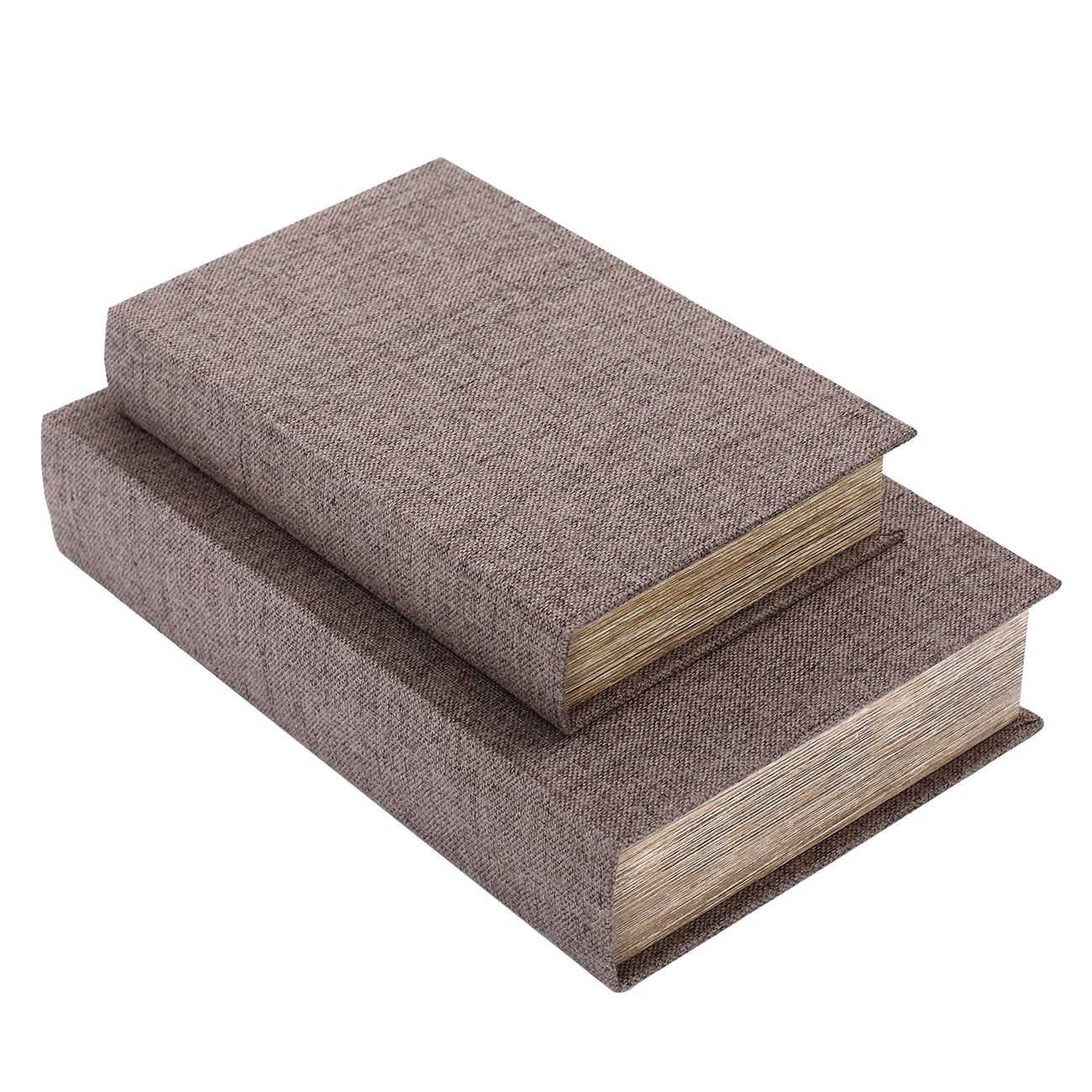 Decorative Grey/Beige Linen Set Of 2 Coffee Table Book Boxes