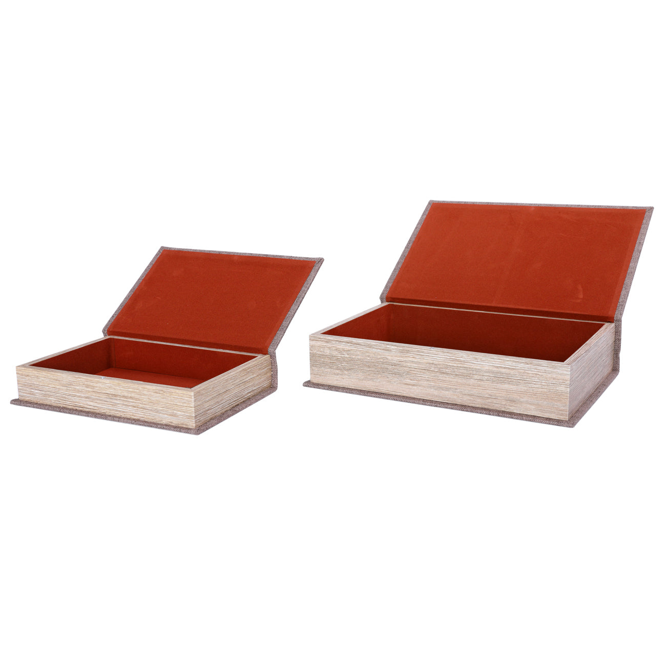 Decorative Grey/Beige Linen Set Of 2 Coffee Table Book Boxes