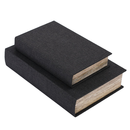 Decorative Black Linen Set Of 2 Coffee Table Book Boxes