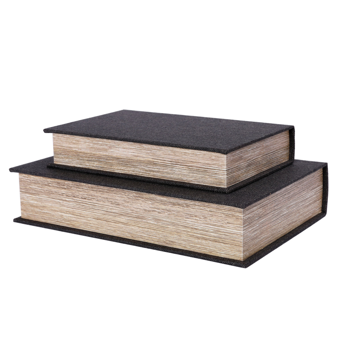 Decorative Black Linen Set Of 2 Coffee Table Book Boxes