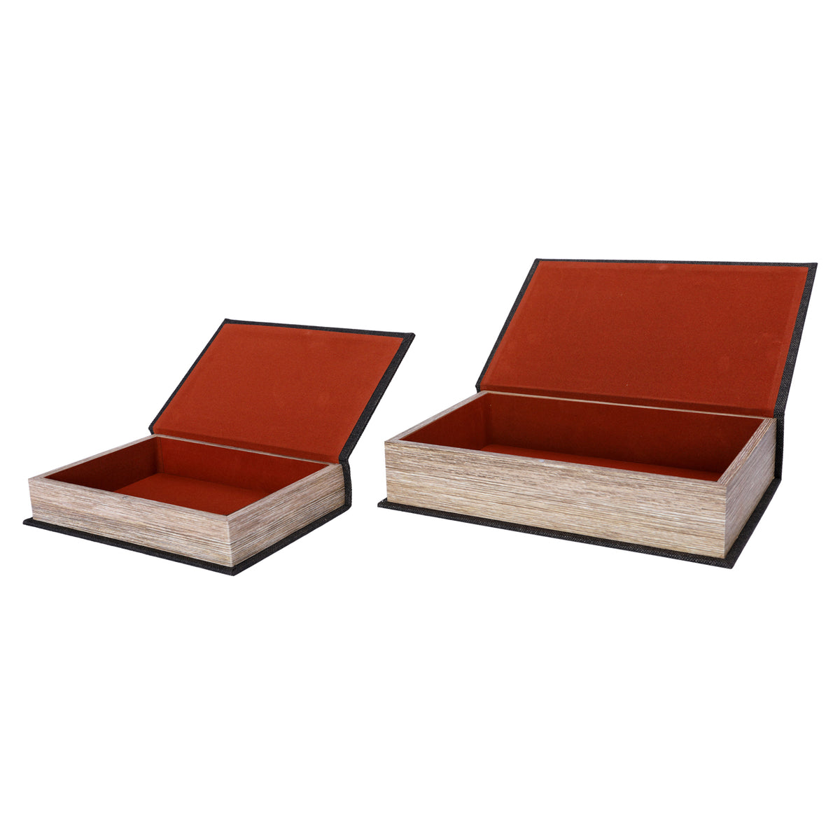 Decorative Black Linen Set Of 2 Coffee Table Book Boxes
