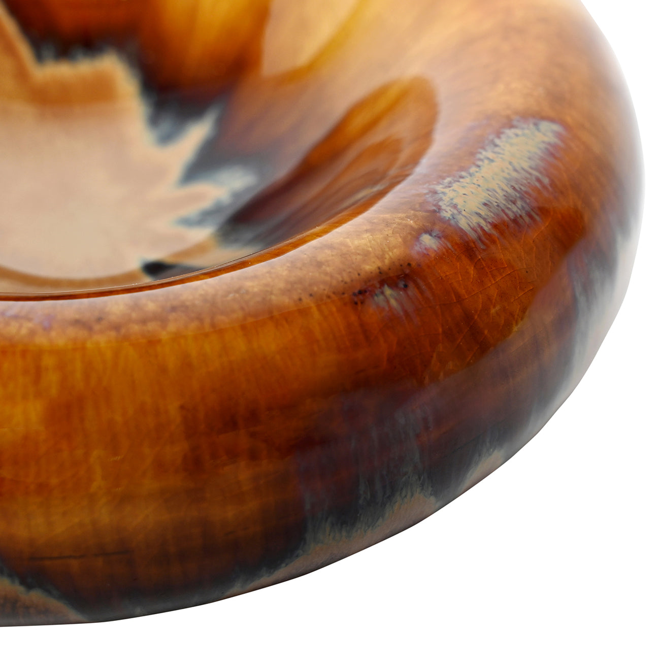 Orange/Brown Reactive Glaze Stoneware Bowl