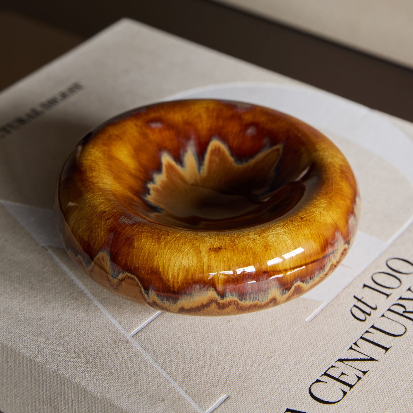 Orange/Brown Reactive Glaze Stoneware Bowl